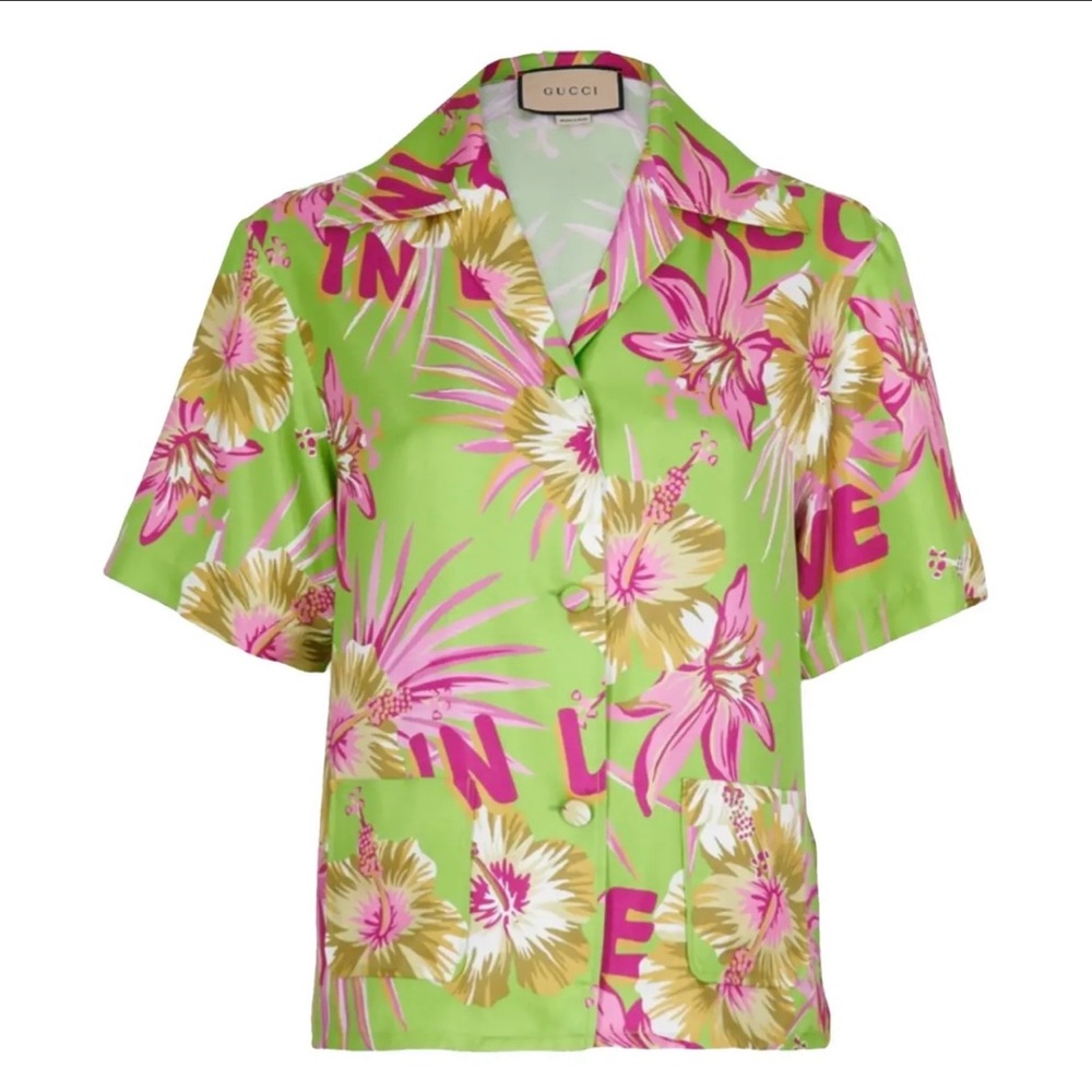 Gucci flower colorful button up